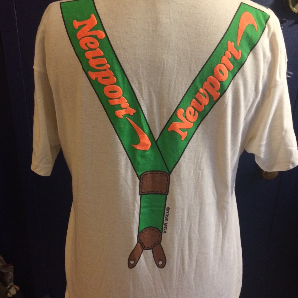 Vtg Rare Newport Cigarette Suspenders T Ad Swag, L